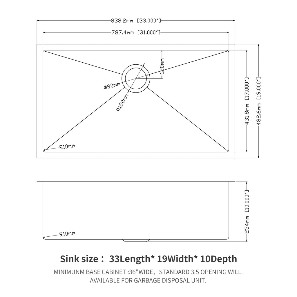 Modern Undermount Stainless Steel Kitchen Sink 16 Gauge, Deep Single Bowl