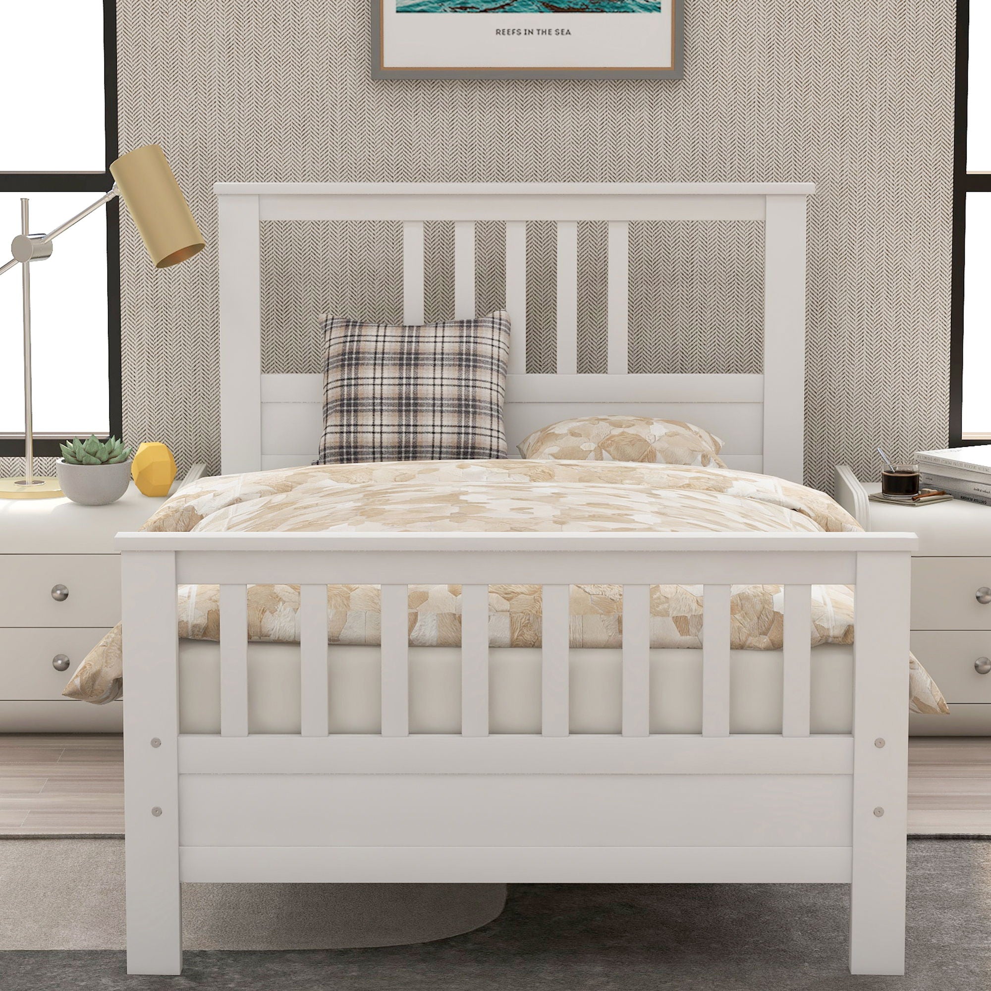 Platform Bed With Paneled Headboard And Footboard