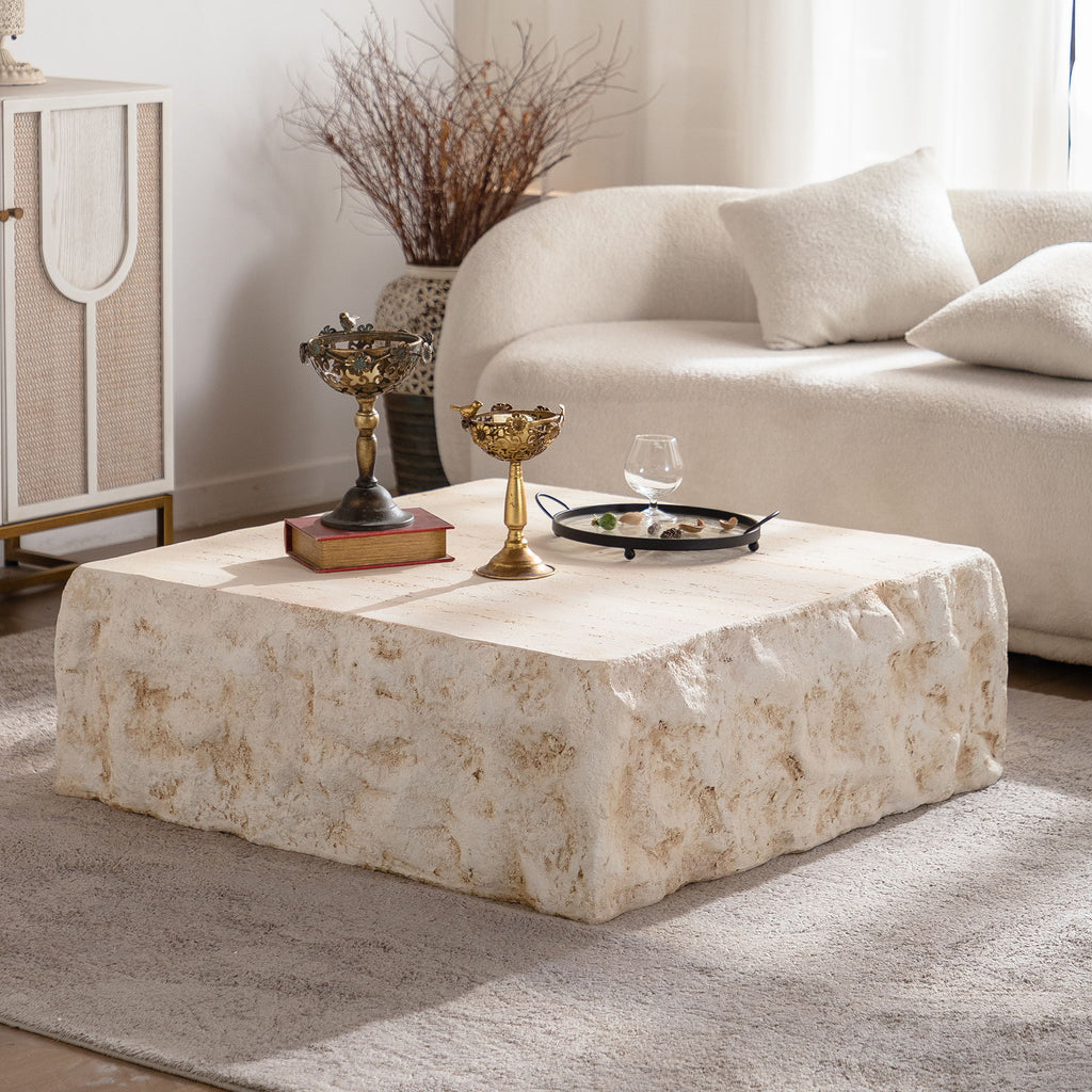 Square Coffee Table Design Living Room Office Furniture - Light Beige