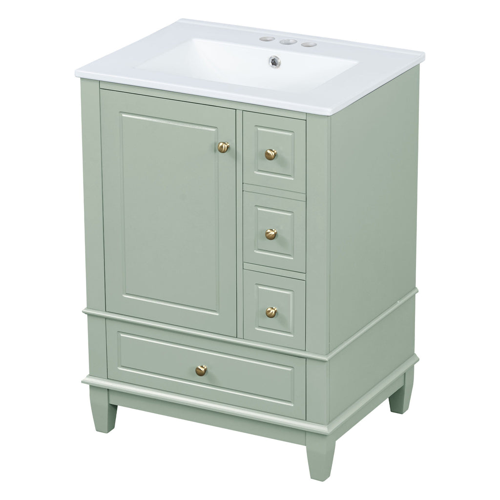 Modern Bathroom Vanity With Sink, Freestanding Cabinet With Drawers And Storage Shelves