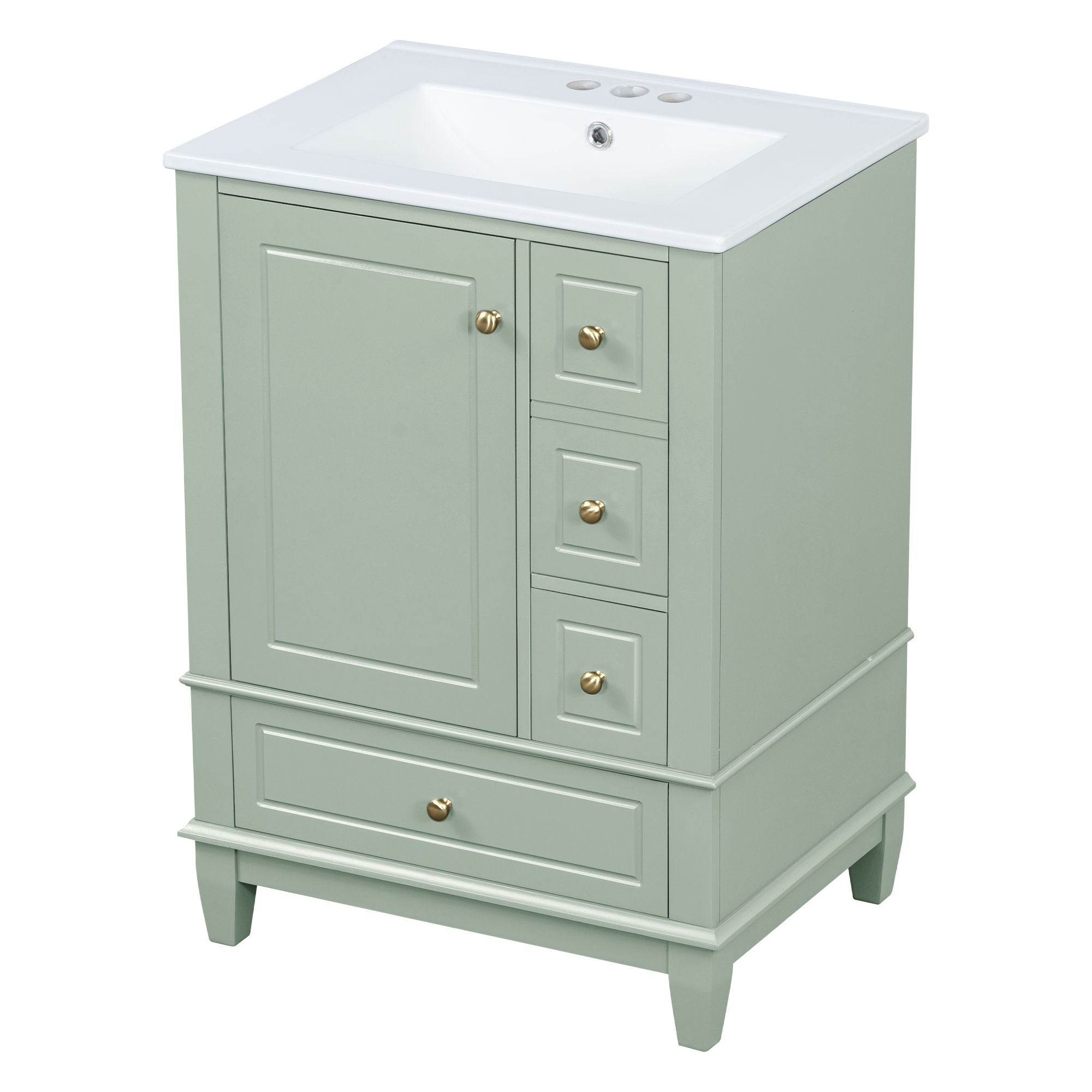 Modern Bathroom Vanity With Sink, Freestanding Cabinet With Drawers And Storage Shelves