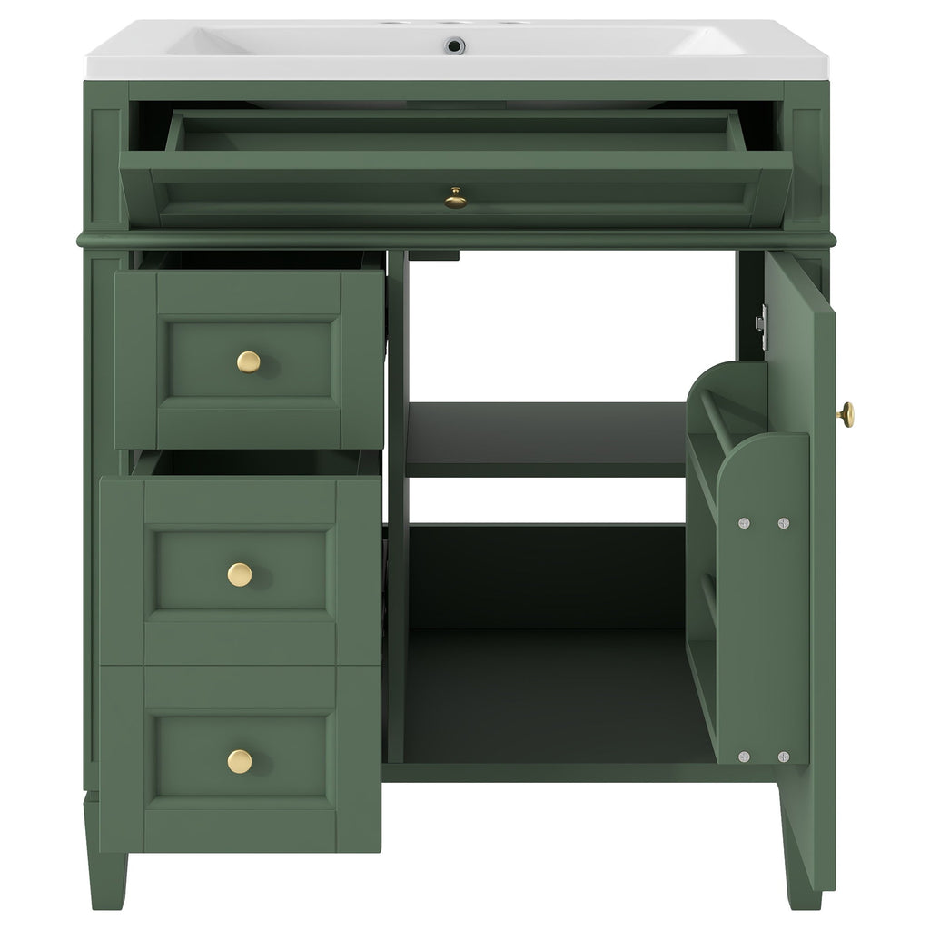 Bathroom Vanity With Medicine Cabinet, Royal Mirror Cabinet, Modern Bathroom Storage Cabinet With 2 Soft Closing Doors And 4 Drawers