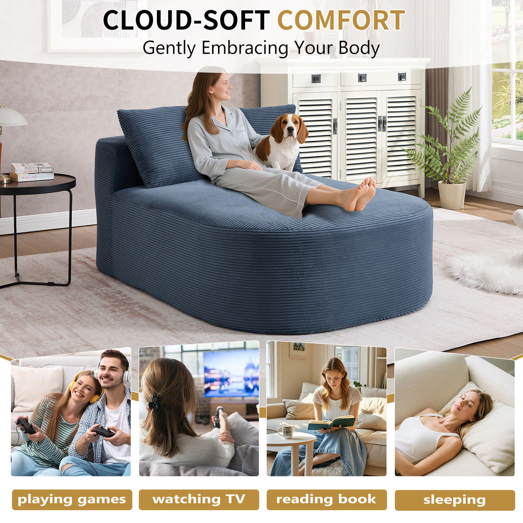 Oversized Chaise Lounge Sofa Bed With Deep Seat And Soft Pillows