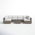 6 Seater Rattan Wicker Outdoor Lounge Set With Cushions - Gray Mix
