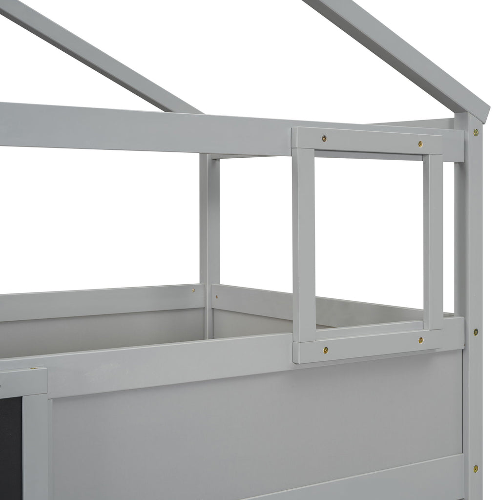 House Style Bunk Bed With Storage Staircase And board