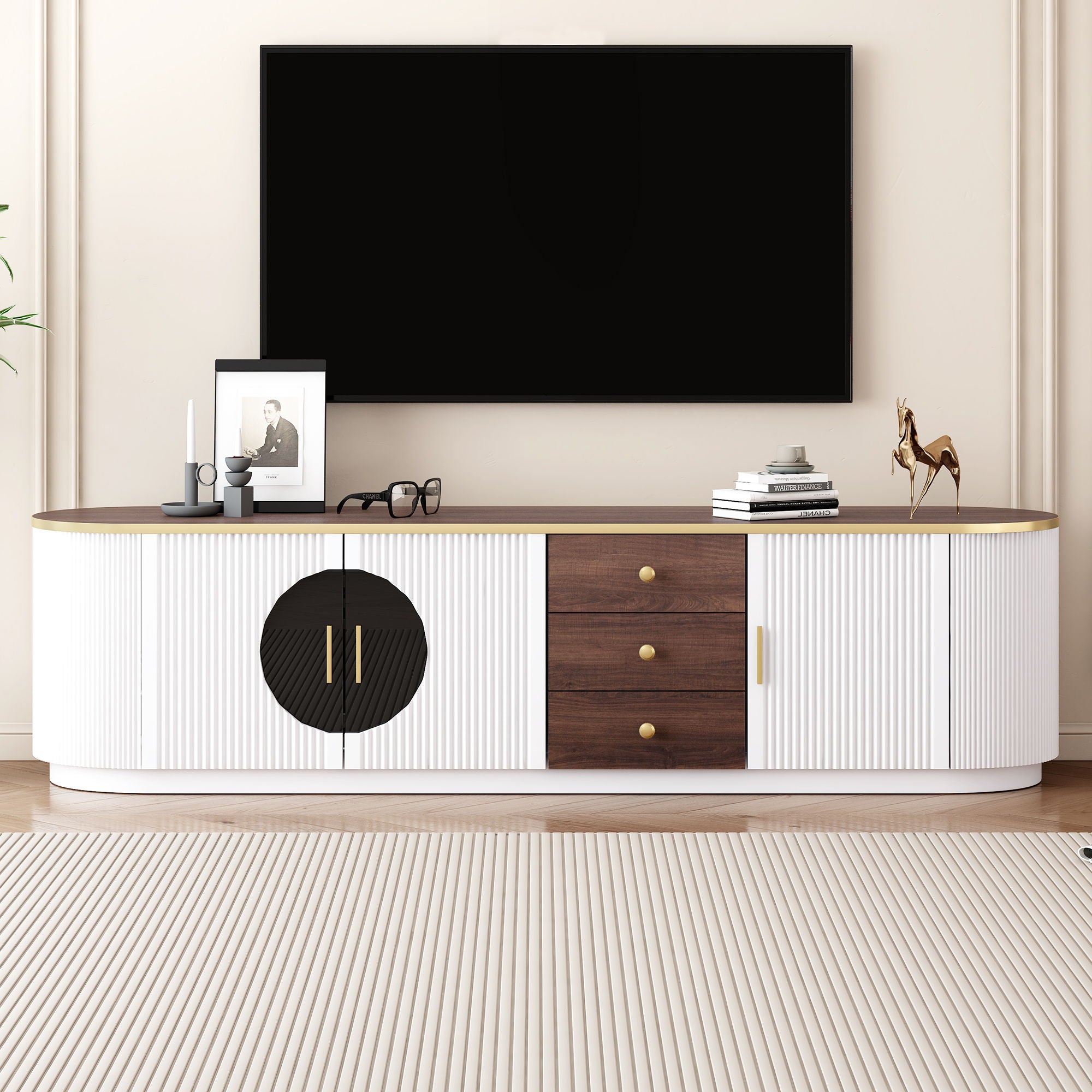 Minimalist TV Stand With 3 Drawers And 1 Shelf