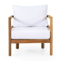 Outdoor Acacia Wood Patio Club Chair, Waterproof Thick Cushion, Deep Seating