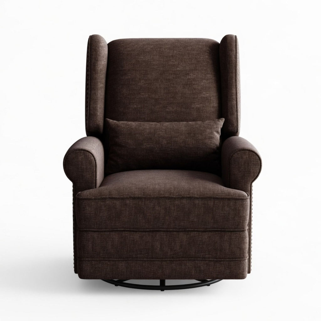 Extra Wide Swivel Recliner Glider Chair With Footrest - Brown