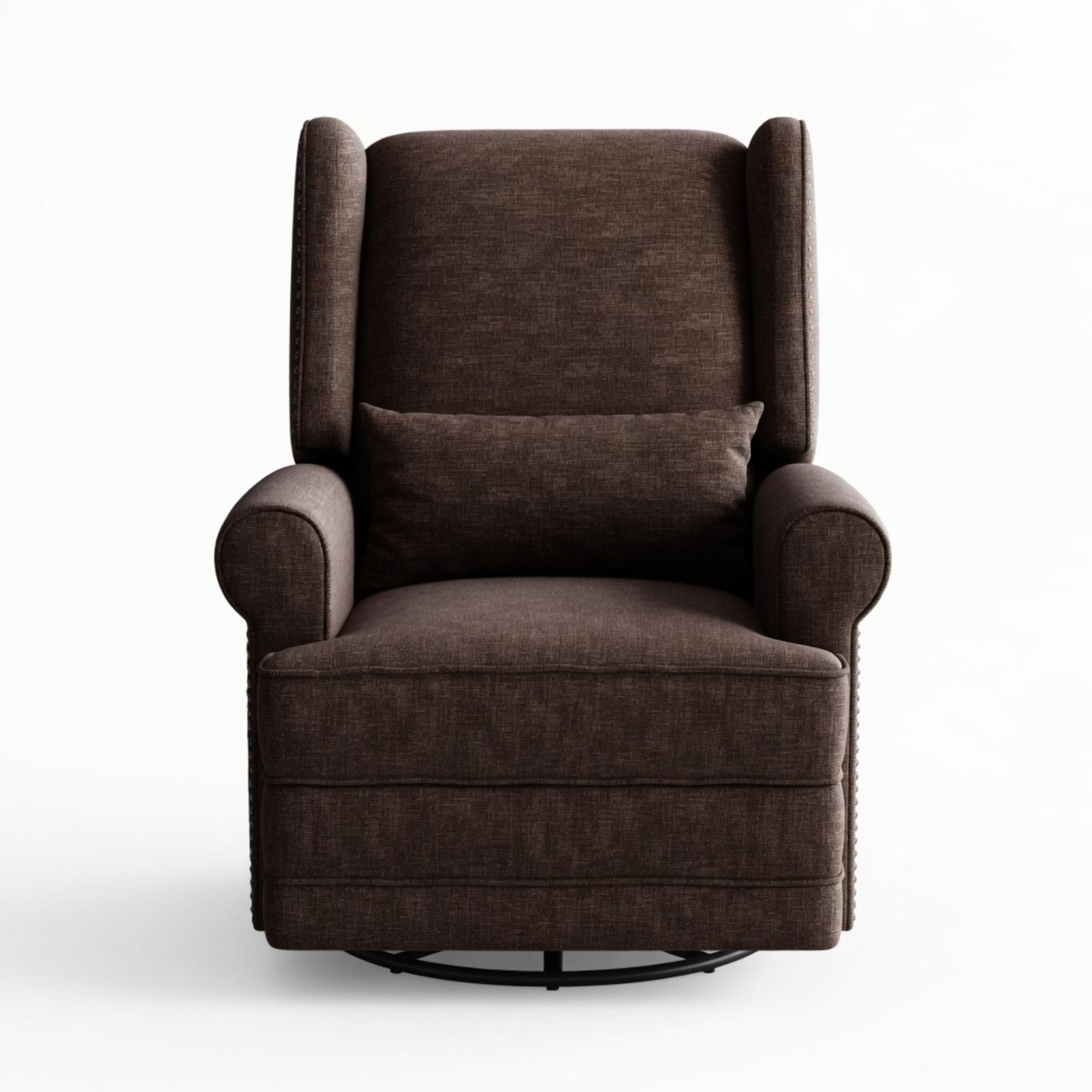 Extra Wide Swivel Recliner Glider Chair With Footrest - Brown