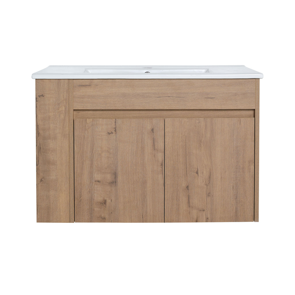 Wall Mounted Bathroom Vanity With Basin And Adjustable Open Shelf