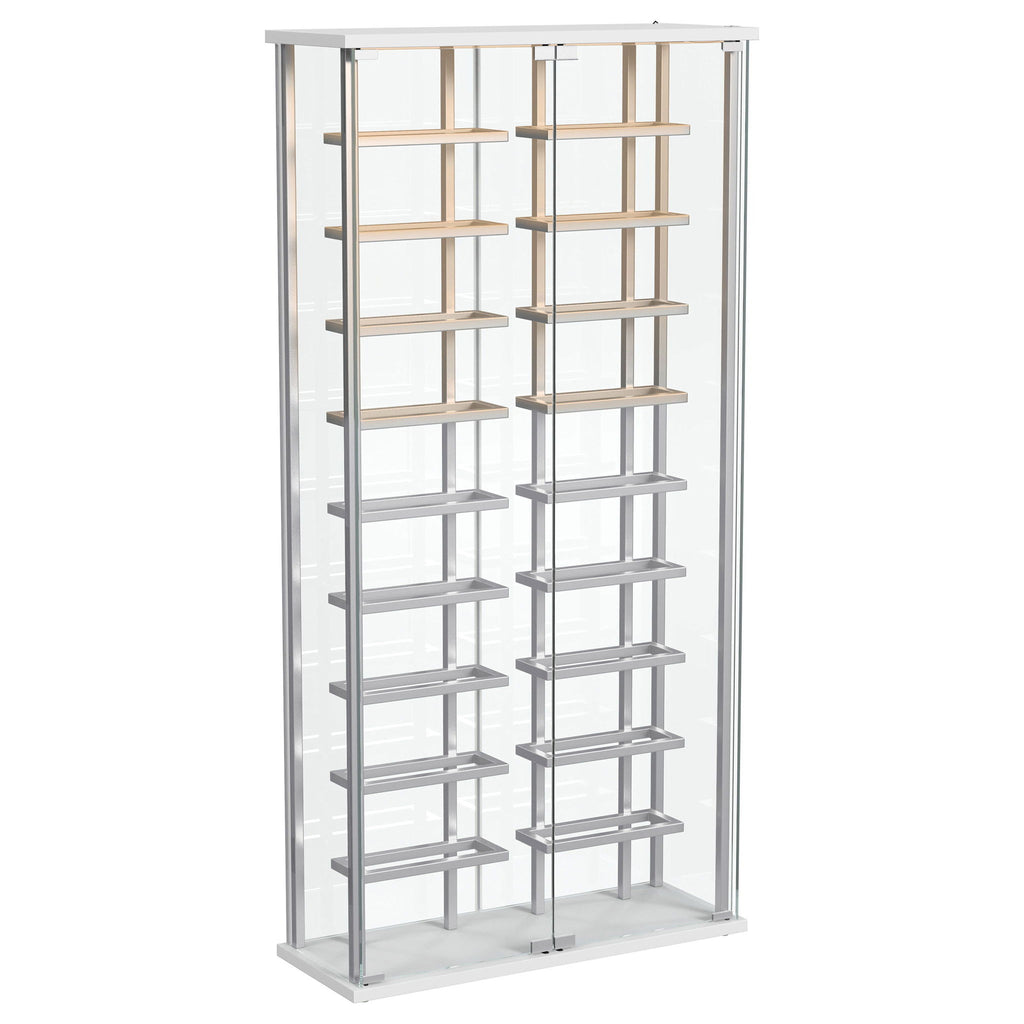 Wine Storage LED Curio Cabinet - Chrome