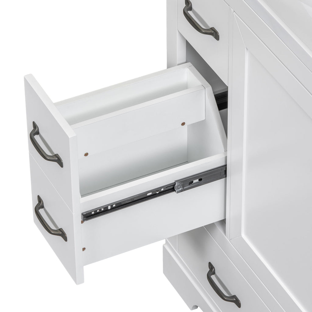 Modern Bathroom Vanity With Sink, 6 Drawers, Adjustable Shelf