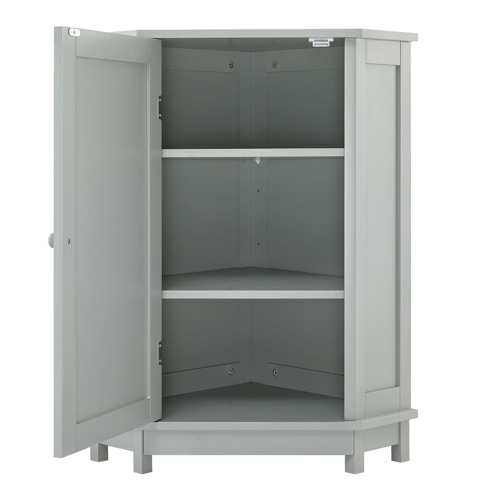 Triangle Corner Bathroom Cabinet With Adjustable Shelf, Storage Unit - Gray