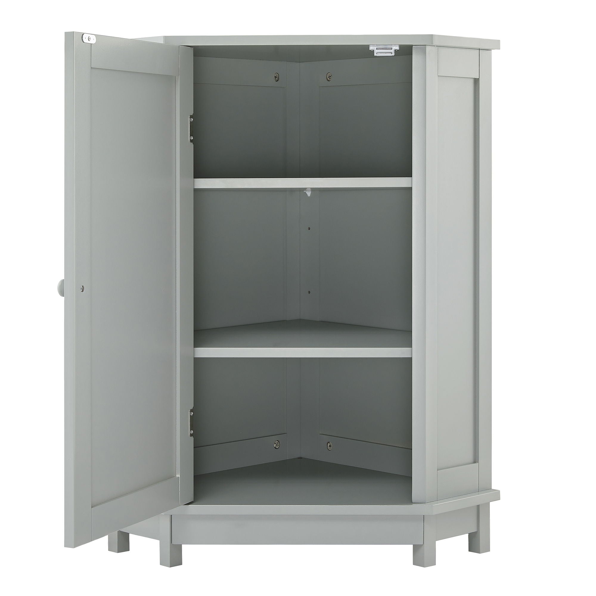Triangle Corner Bathroom Cabinet With Adjustable Shelf, Storage Unit - Gray