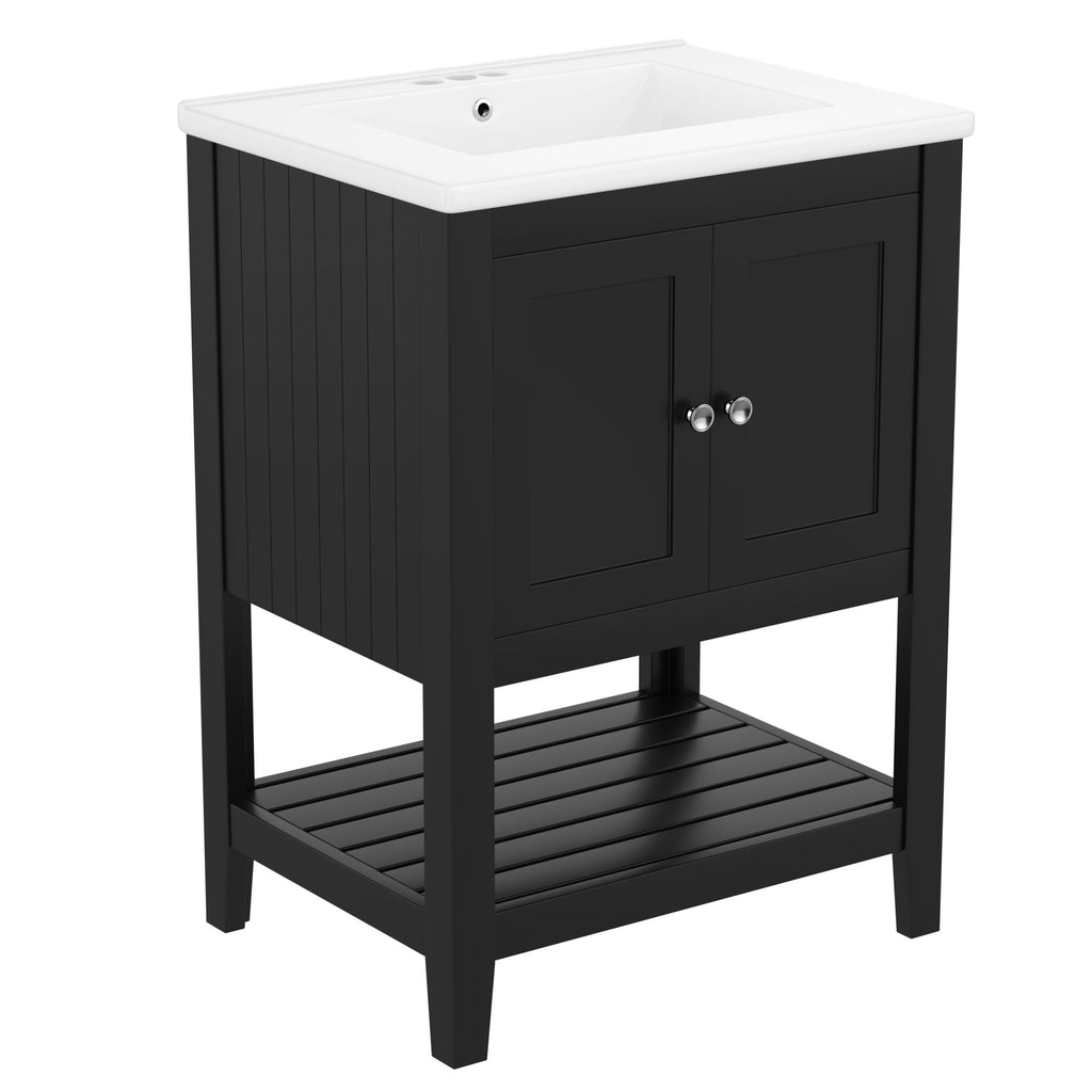 Modern Bathroom Vanity With Sink And Open Shelf