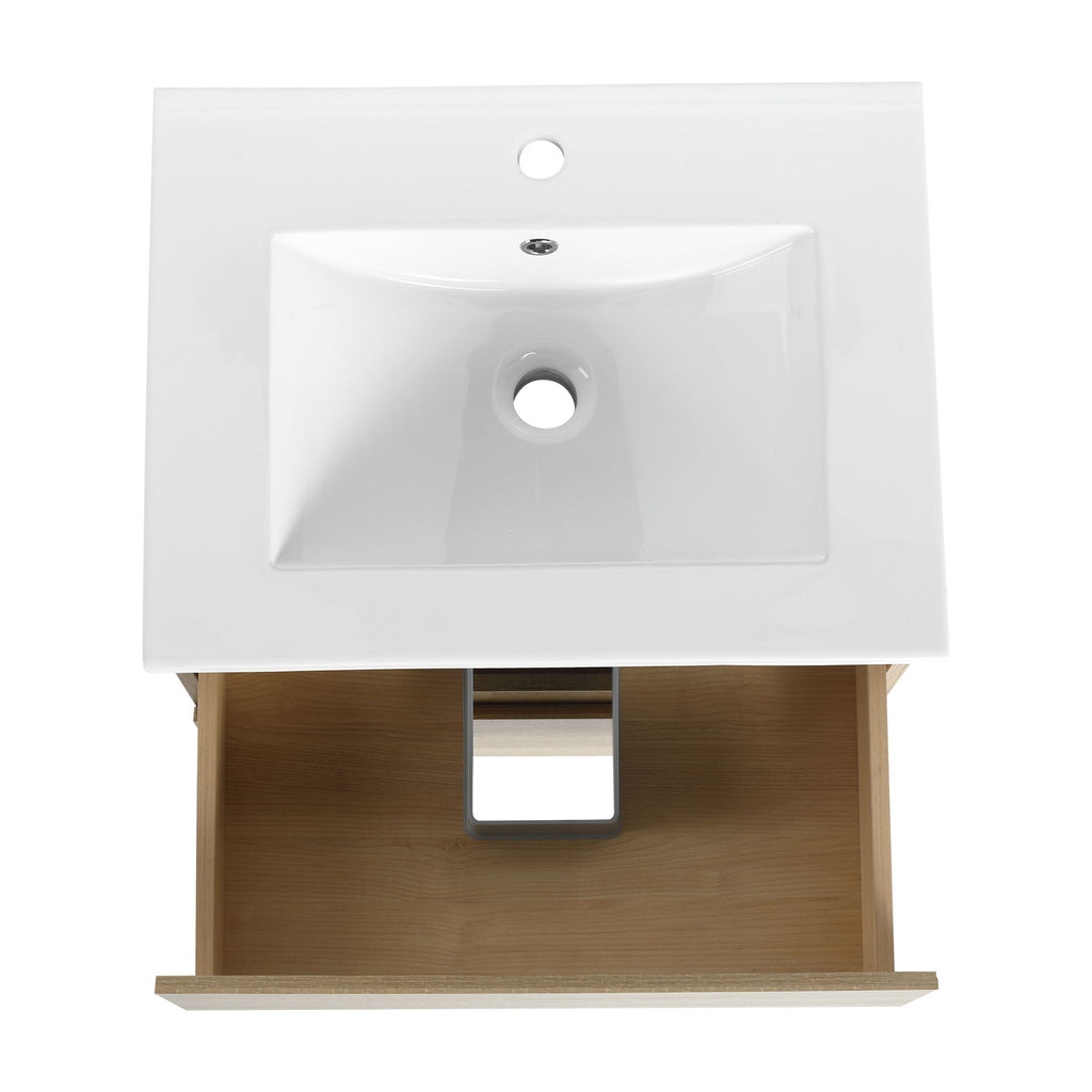 Wall Mounted Bathroom Vanity & Sink, 2 Soft Close Drawers