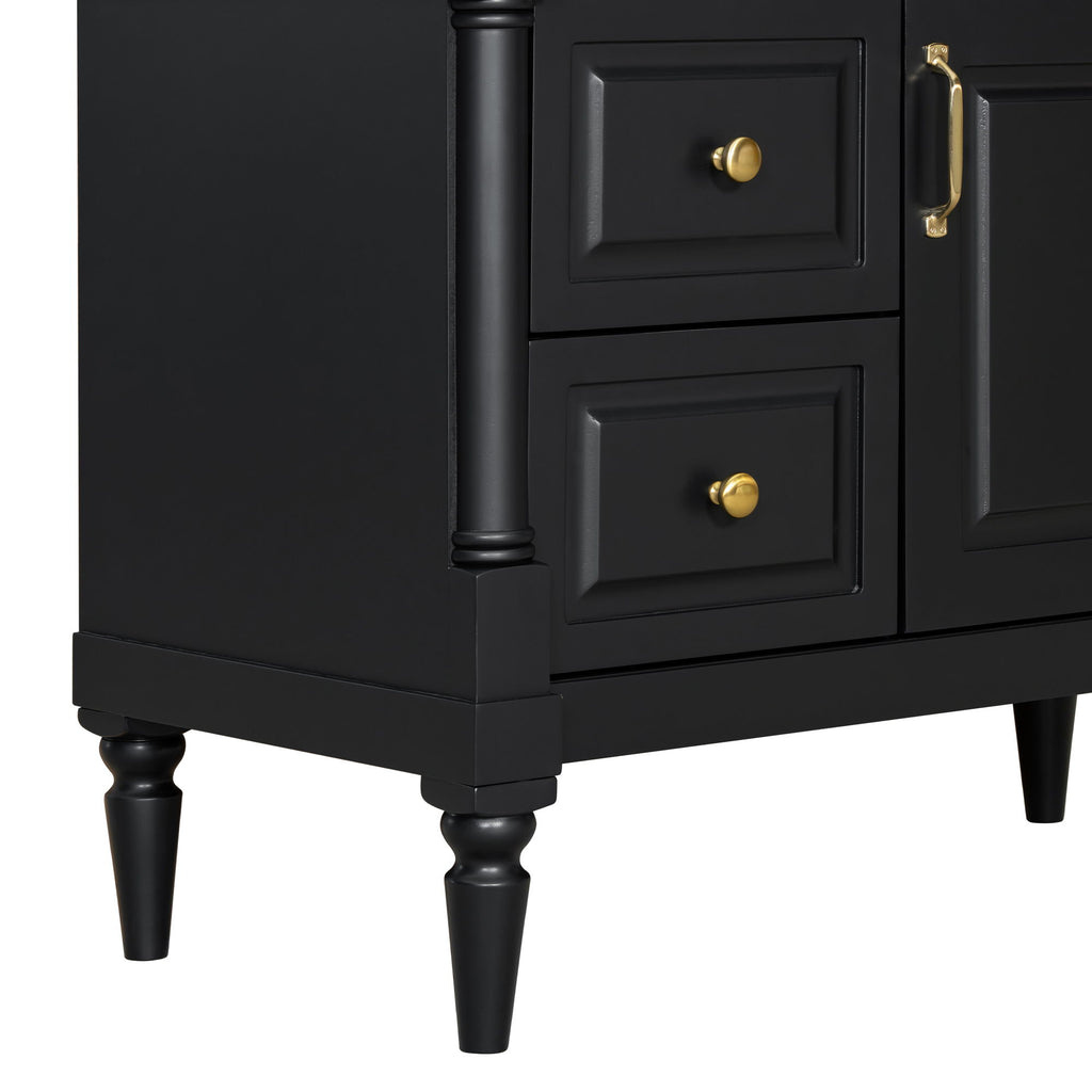 Freestanding Bathroom Vanity With Sink, Adjustable Shelf, Flip Drawer