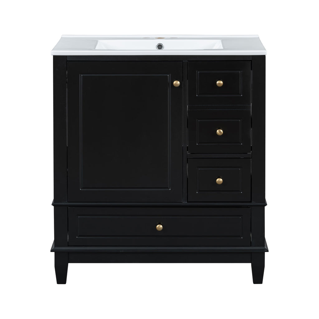 Freestanding Bathroom Vanity With Sink, Soft Close Door, 3 Drawers