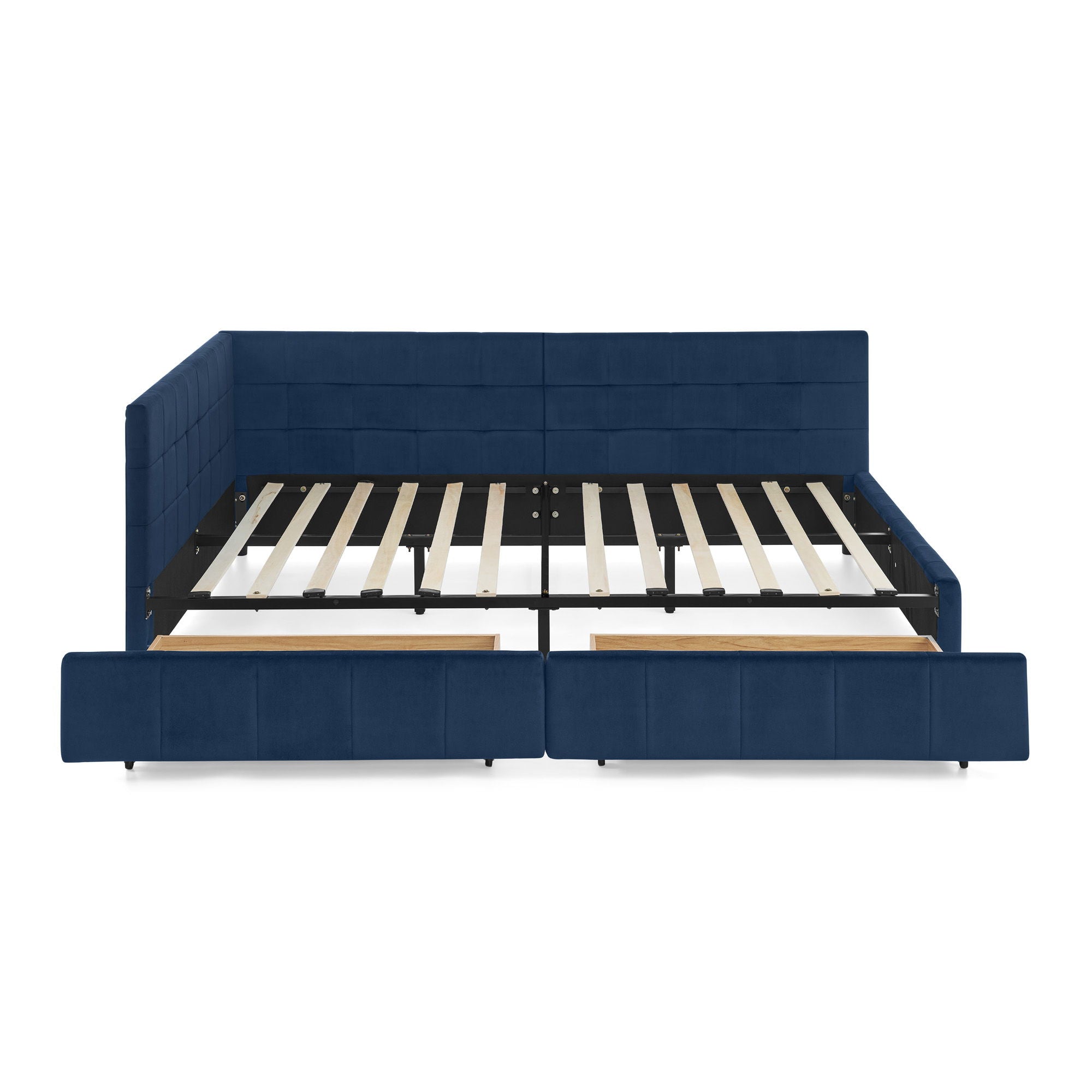 Elegant Design Storage Upholstered Tufted Bed Frame With Backrest And Armrests