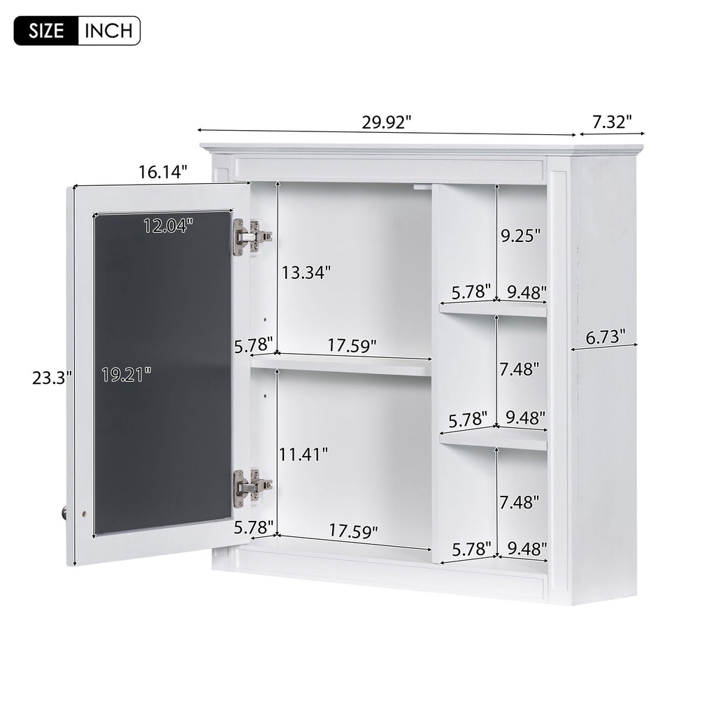 Bathroom Vanity With Medicine Cabinet, Royal Mirror Cabinet, Modern Bathroom Storage Cabinet With 2 Soft Closing Doors And 4 Drawers
