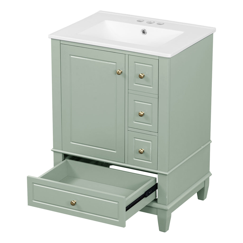 Modern Bathroom Vanity With Sink, Freestanding Cabinet With Drawers And Storage Shelves