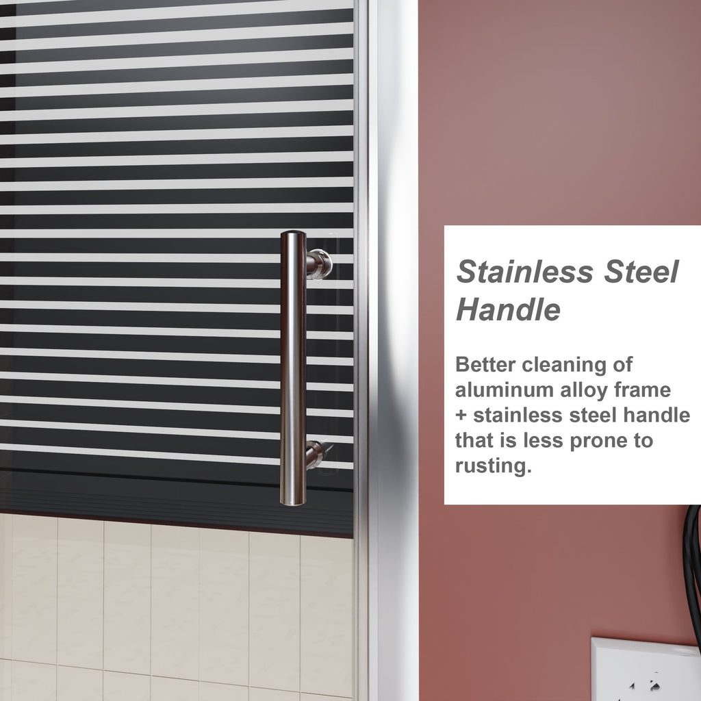Single Sliding Shower Door For Bathtub With And Handle - Chrome