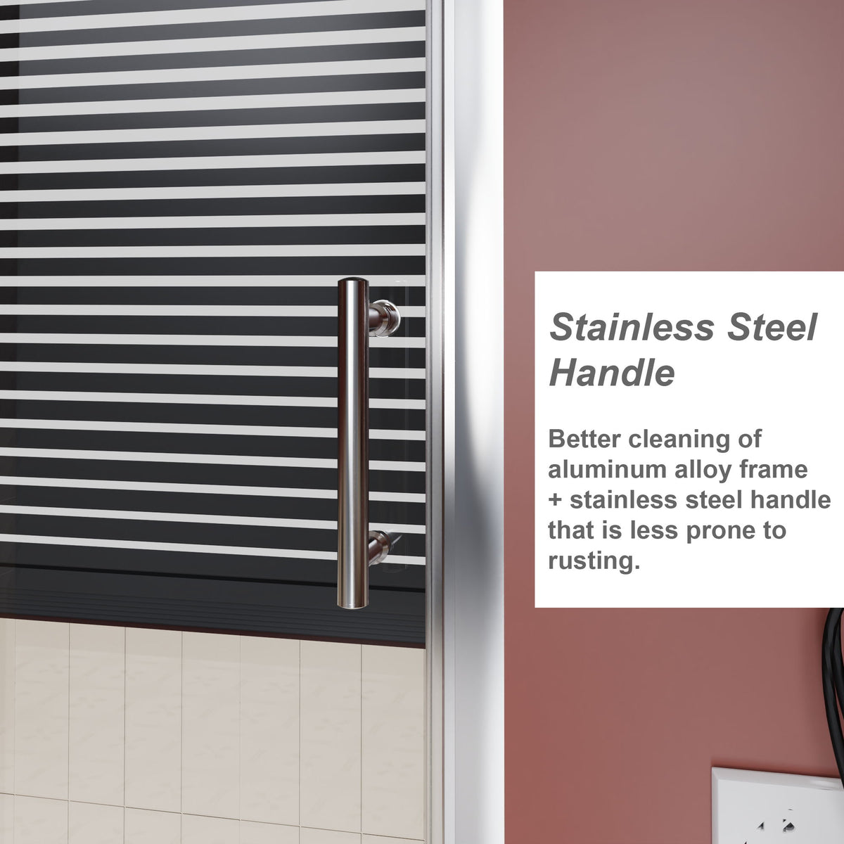 Single Sliding Shower Door For Bathtub With And Handle - Chrome
