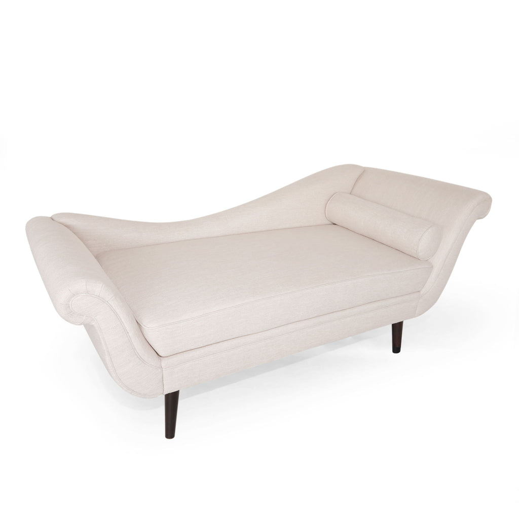 Auroral - Upholstered Chaise Lounge With Scrolled Arms And Tapered Legs
