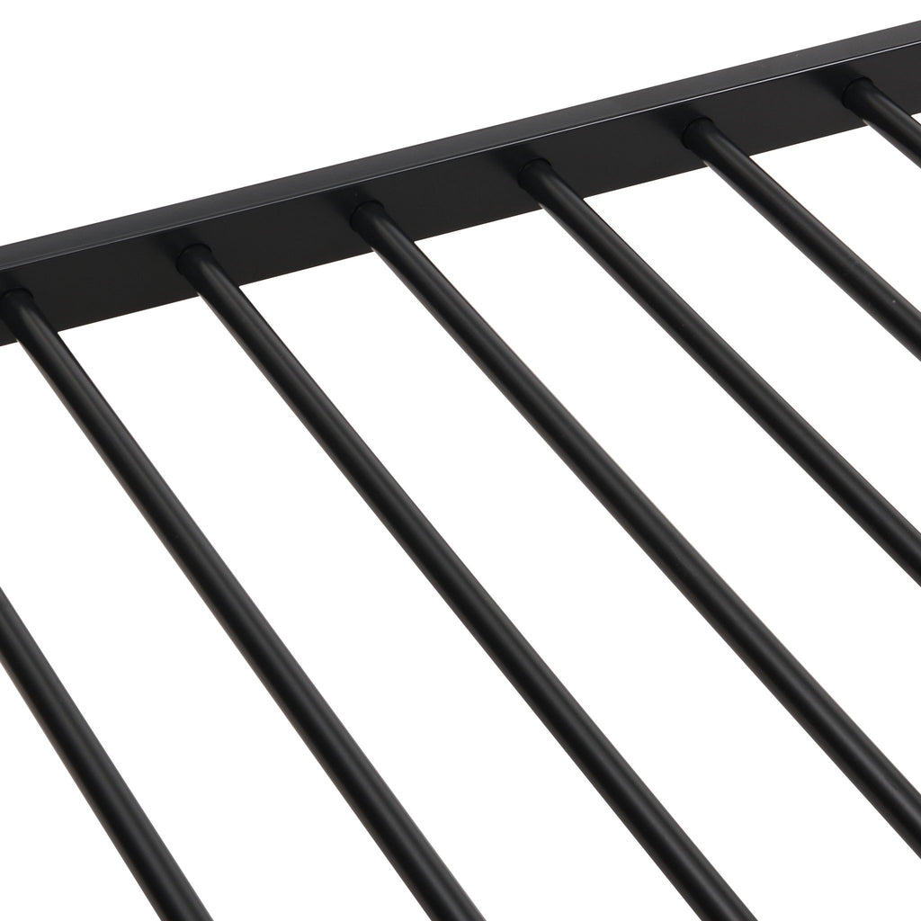 Full Over Full Modern Metal Bunk Bed With Trundle - Black