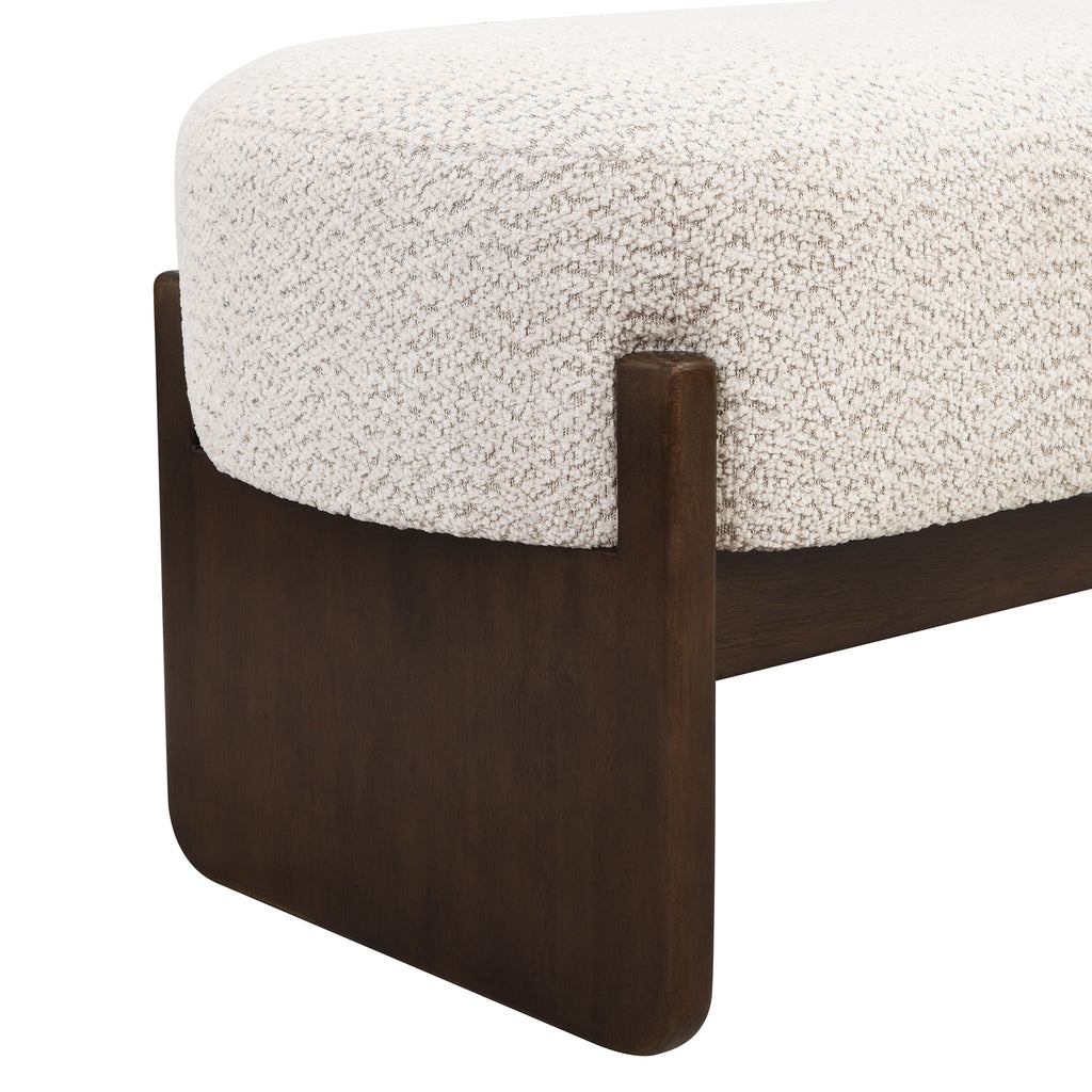 Ottoman With Upholstery, Rectangular Design - Beige / Brown