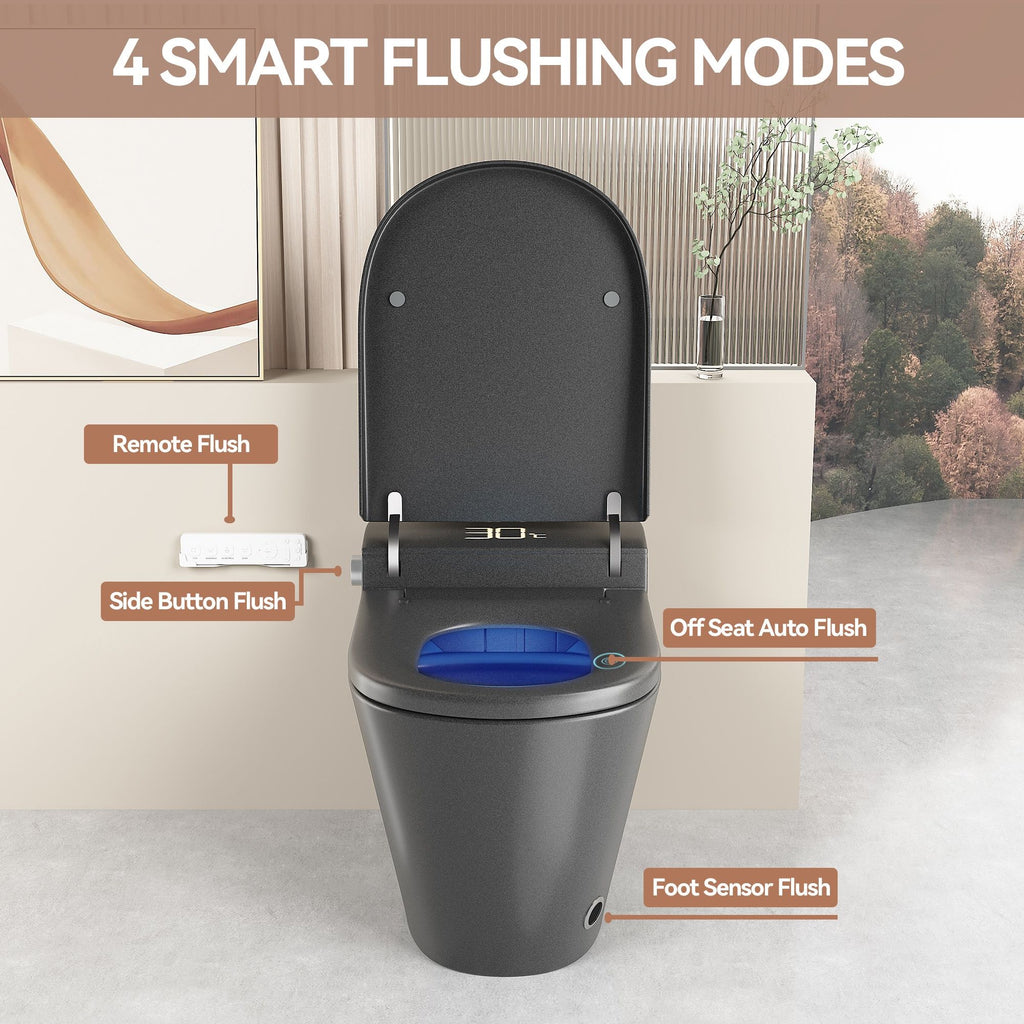 Smart Bidet Toilet With Auto Open / Close Seat, Warm Water Wash, Heated Seat, And Wireless Remote Control