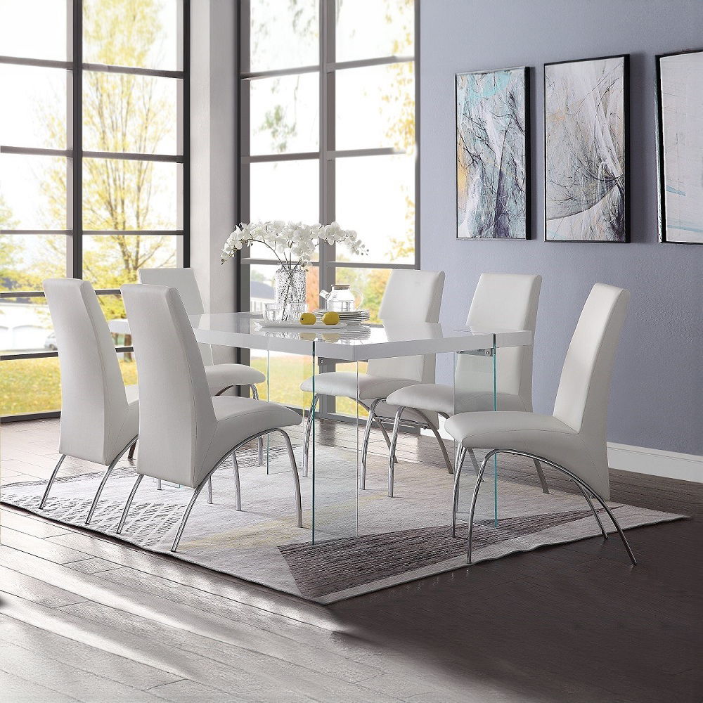 Pervis - Side Chair (Set of 2) - White Synthetic Leather & Chrome