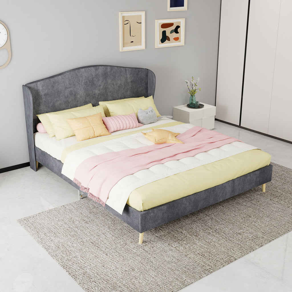 Upholstered Bed, Tufted Headboard, Comfortable Sleep