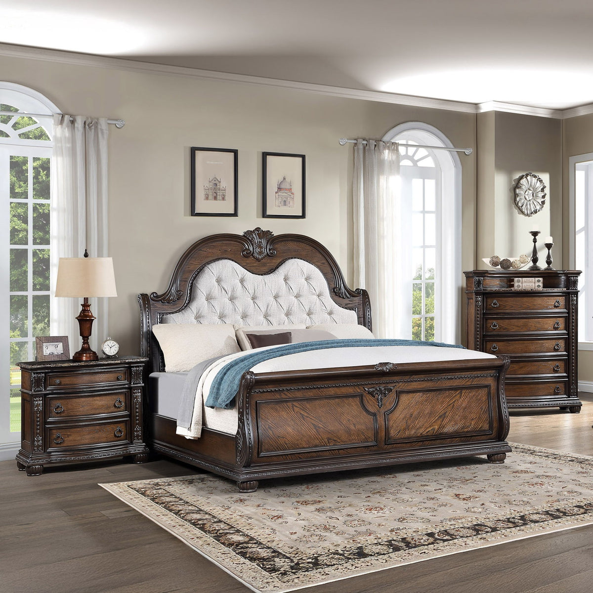 5 Drawer Tall Chest - Brown / Coffee