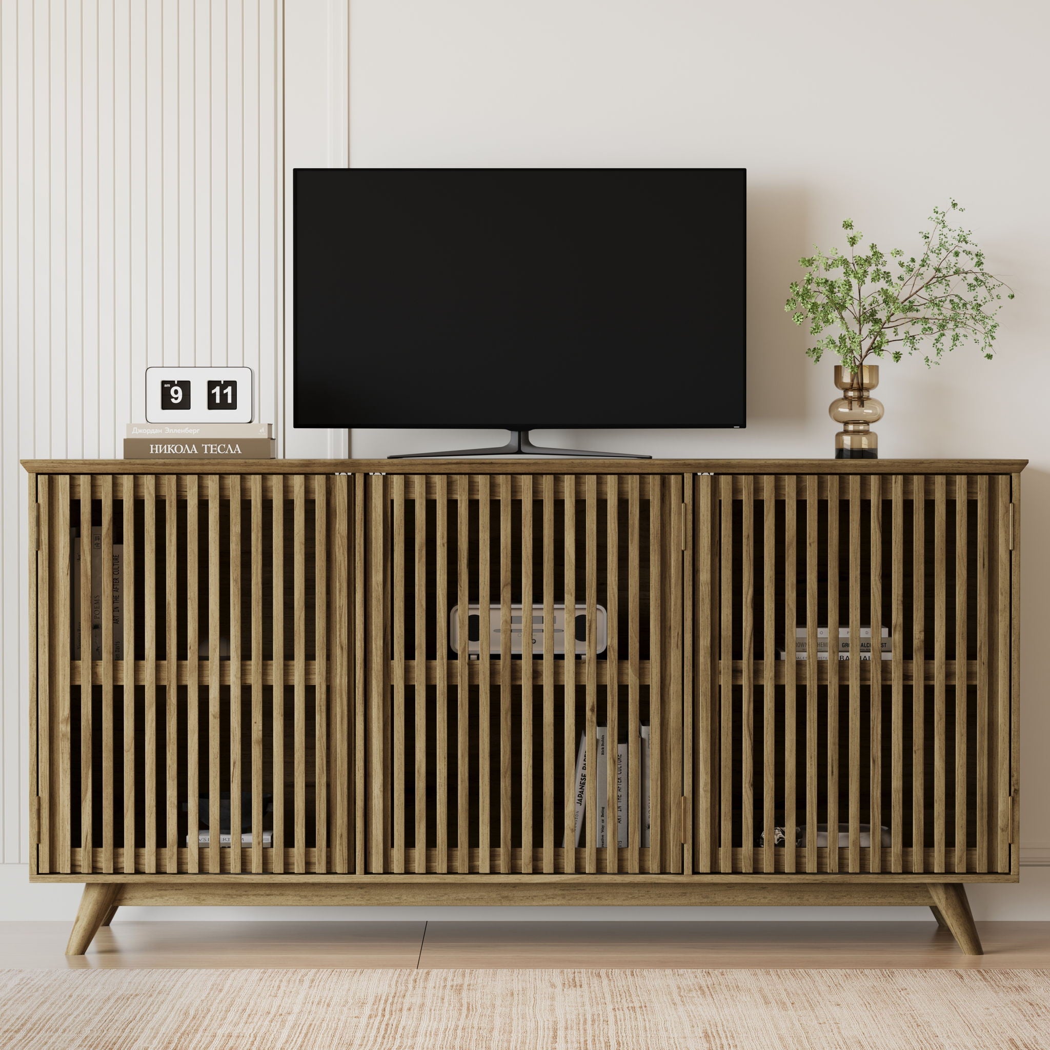 TV Stand With Adjustable Shelf - Natural