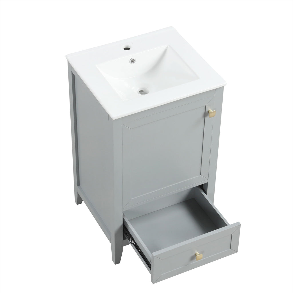Bathroom Vanity With Sink, Soft Closing Cabinet Door, Storage Rack And Drawer