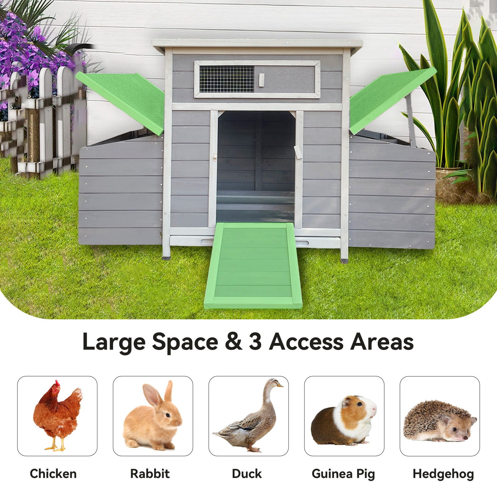 Large Chicken Coop Outdoor Hen House With Dual Nesting Boxes