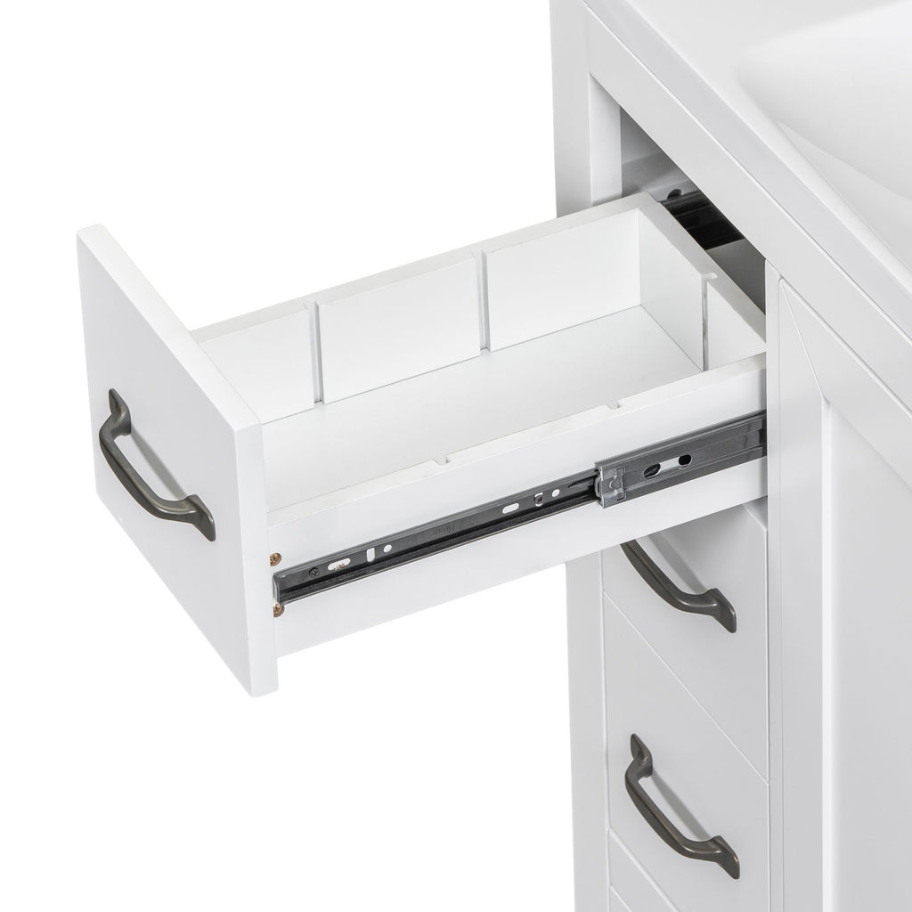 Modern Bathroom Vanity Base Only, 6 Drawer Storage With Adjustable Shelf