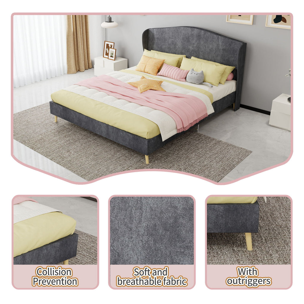 Upholstered Bed, Tufted Headboard, Comfortable Sleep