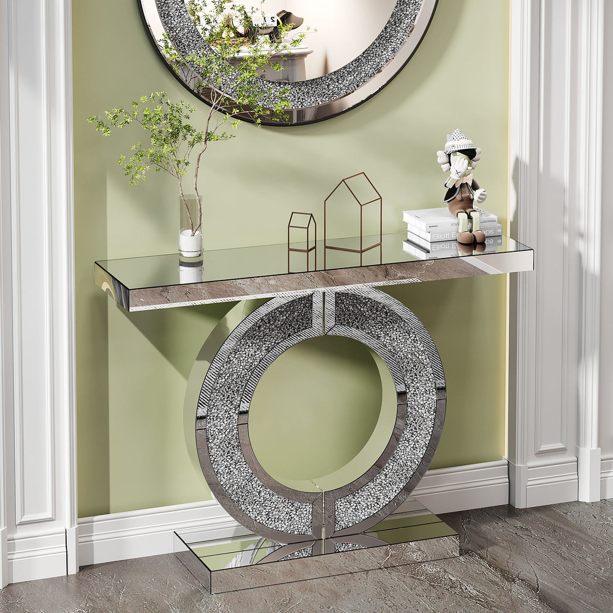 O - Shaped Console Table For Living Room - Silver
