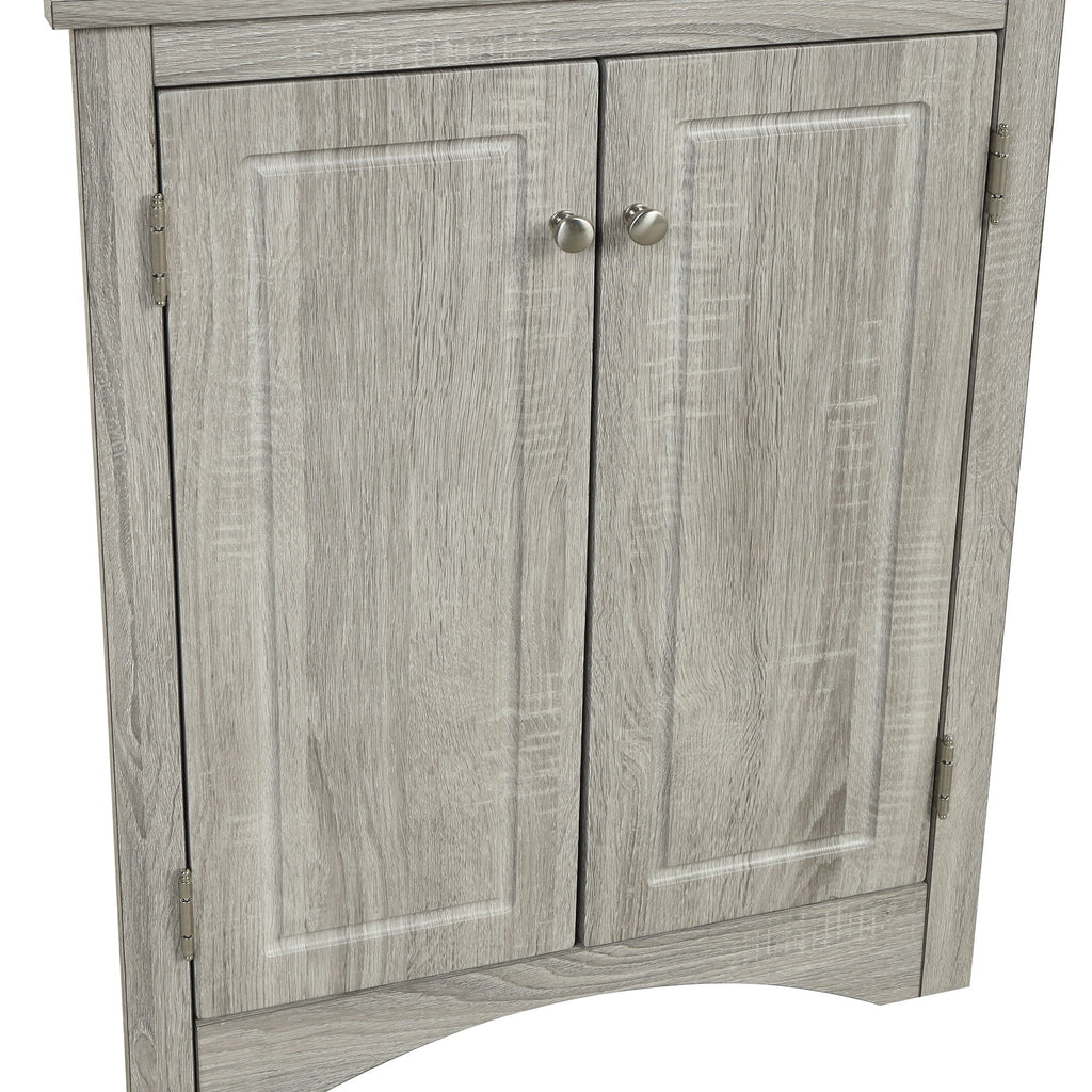 Triangle Bathroom Storage Cabinet With Adjustable Shelves, Freestanding Floor Cabinet - Oak
