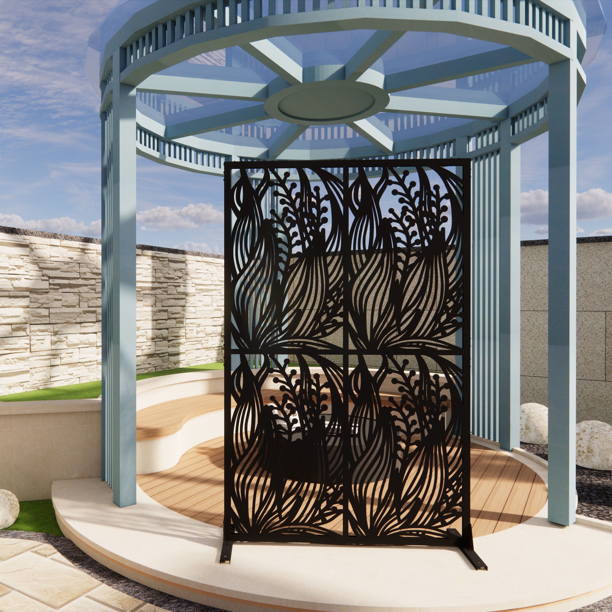 Free Standing Decorative Privacy Screen, Outdoor And Indoor Divider