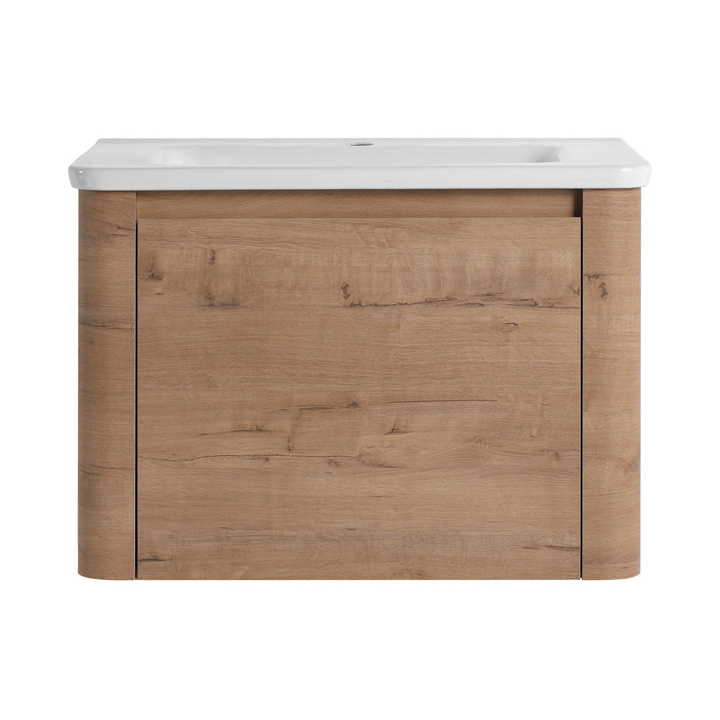 Wall Mounted Bathroom Vanity With Sink, Storage Shelves & Soft Close Door