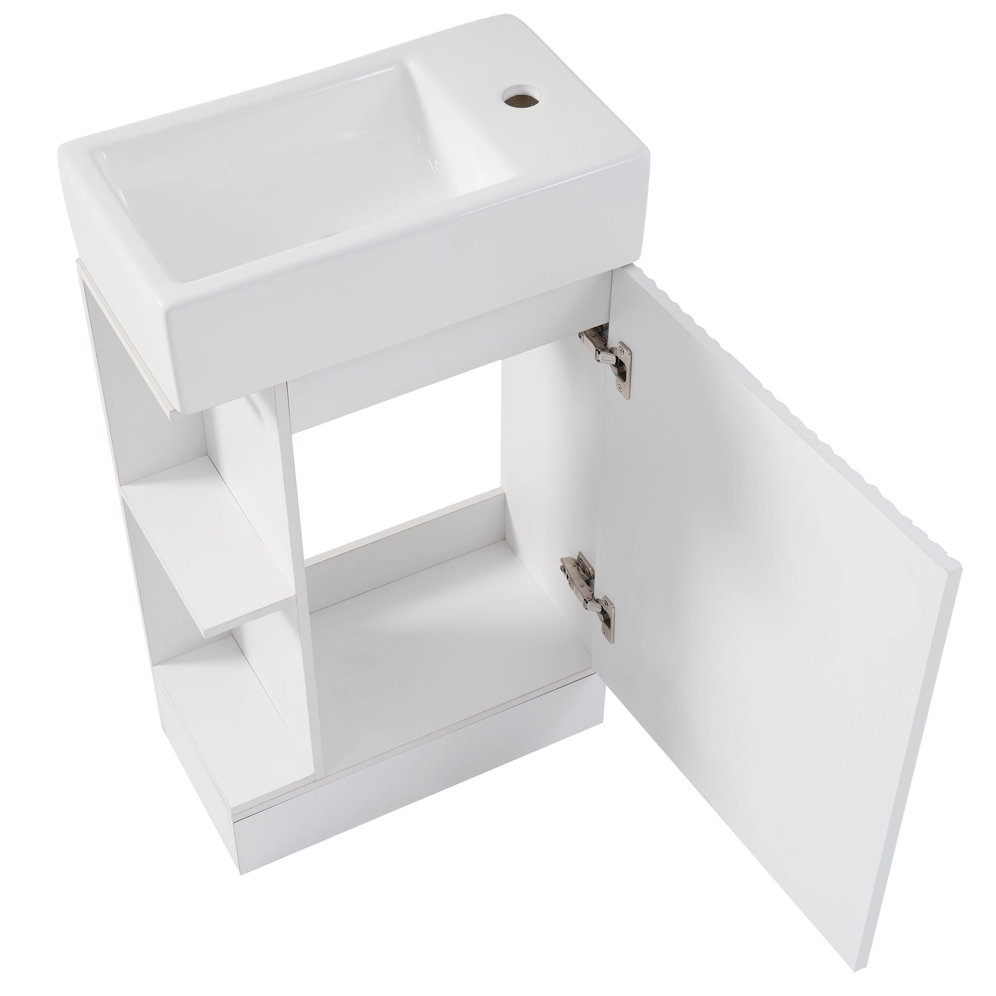 Modern Bathroom Vanity With Sink And 2 Tier Shelf