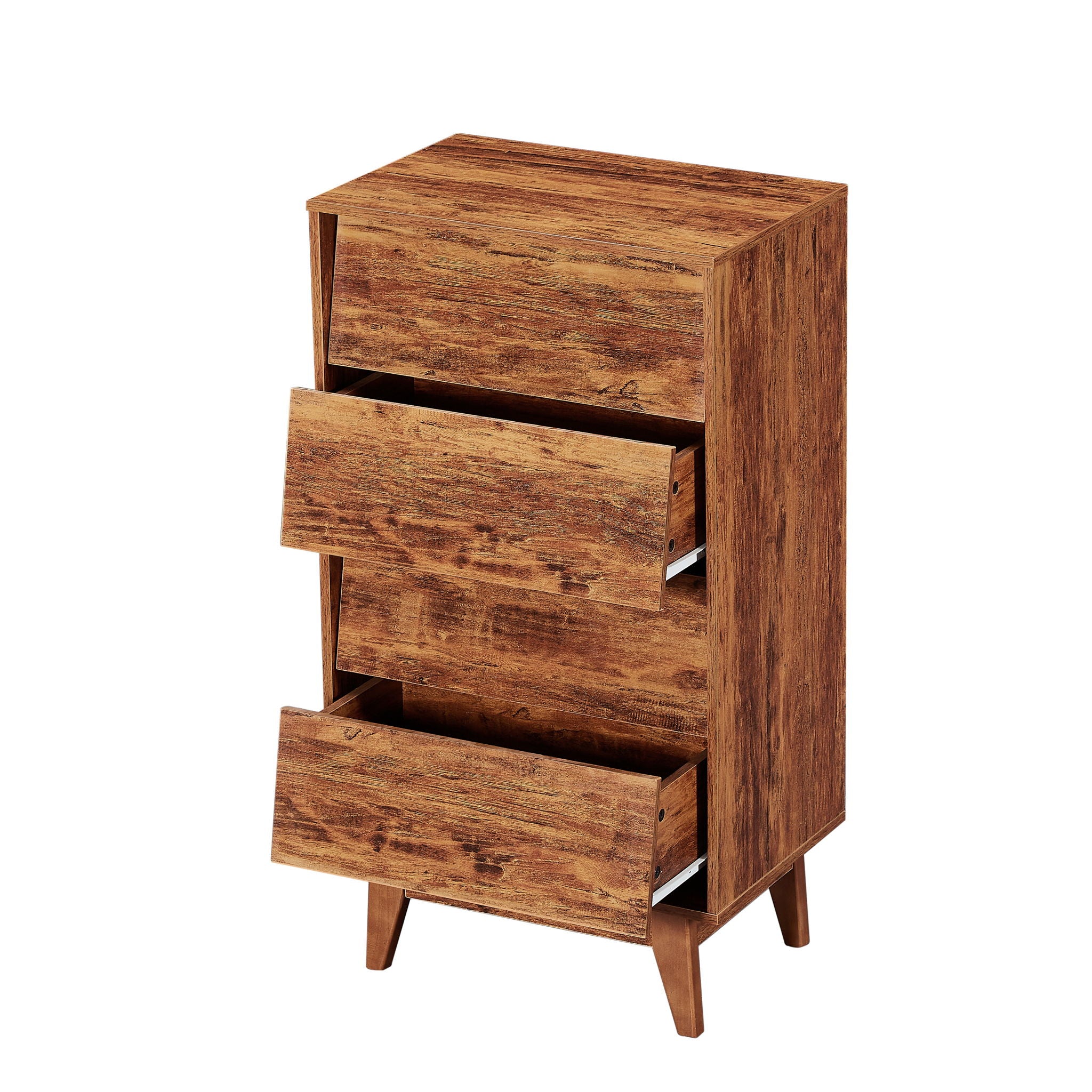 Vintage Style 4 Drawer Double Dresser With Bevel Design - Brown