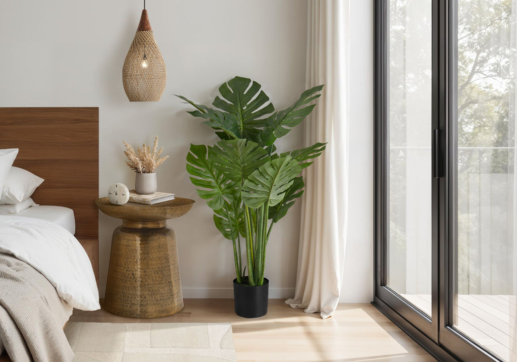 45" Tall, Artificial Plant, Monstera Tree, Indoor, Faux, Fake, Floor, Greenery, Potted, Real Touch, Decorative - Green / Black