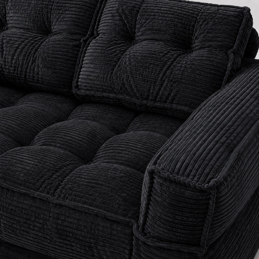 2 Seater Modular Corduroy Sofa With Chaise Lounge For Living Room