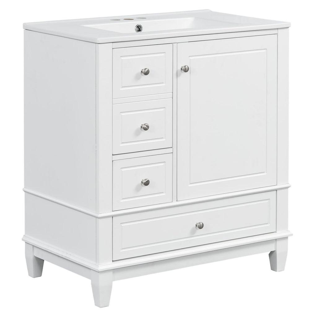 Freestanding Bathroom Vanity With Sink, Soft Close Door, 3 Drawers