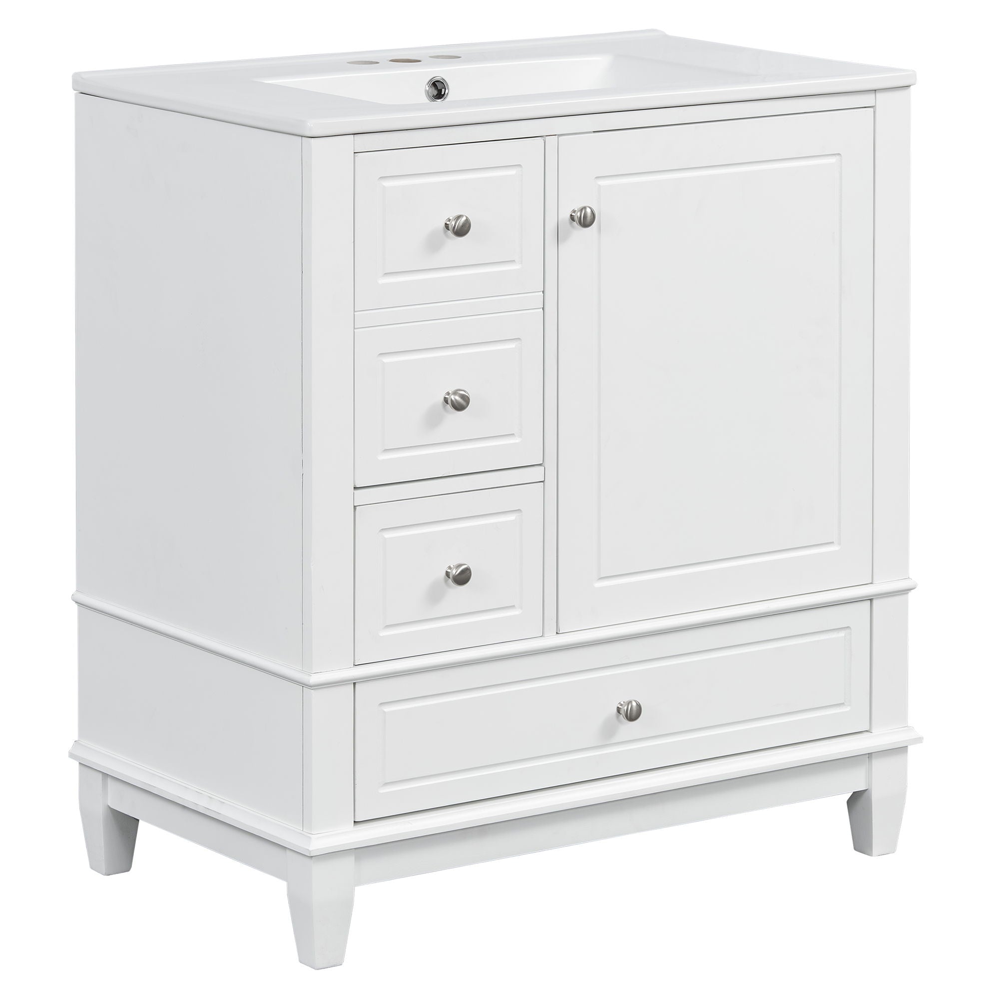 Freestanding Bathroom Vanity With Sink, Soft Close Door, 3 Drawers