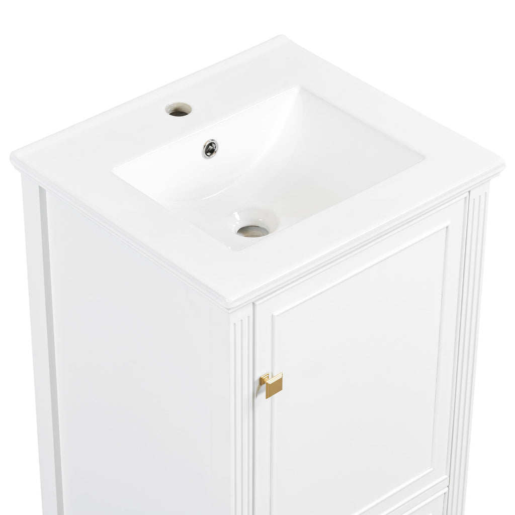Freestanding Bathroom Vanity With Sink, Soft Closing Door, Drawer Storage - White